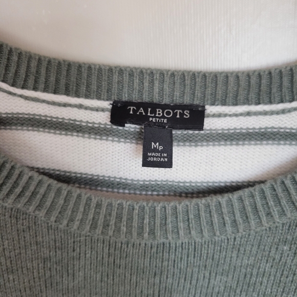 Talbots Women's Petite Green Striped Sweater Size M - Picture 3 of 4
